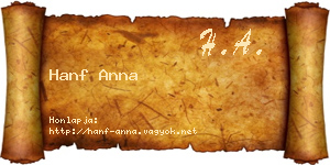 Hanf Anna névjegykártya